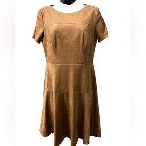 Jessica Howard Women's Faux Tan Suede Mini Dress Fit Flare Size 6 Zipper